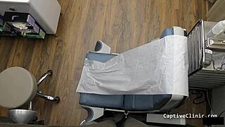 Behind the scenes, tattooed Kristen Martinez spreads her ass in a fetish interview with slapping and humiliation, revealing long hair and natural tits.