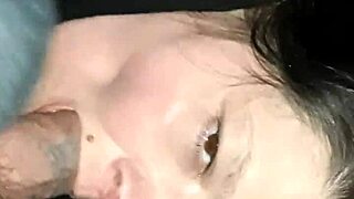 Older brunette boldly sucks Joshua Jisms massive big white cock in intense blowjob