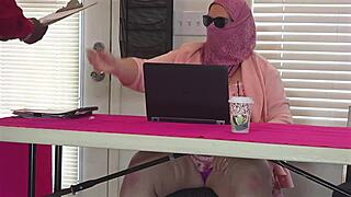 big booty busty white milf office secretary in mini dress gets interview with black boss