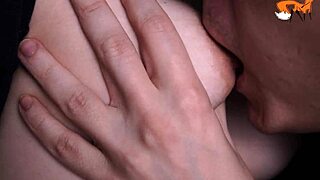 she focuses on nipple sucking and boob play leading to intense orgasm in homemade session