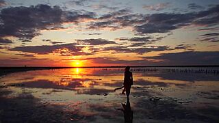 Hey, walking on red sunset of elton salt lake feels amazing