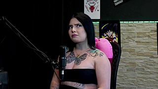 Oh man i cant believe how hot that tattooed brunette showed off her big tits right after admitting she licked her friends clit in wild sex kalyca watch on sheer red