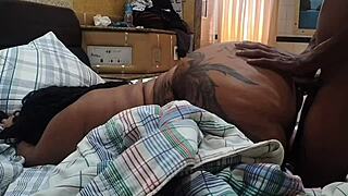 Brazilian bbw chubby latina swallows after exotic anal creampie with big black cock in lingerie