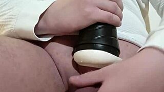 Intense Homemade Fleshlight Fuck With Close Up Cumshot On Tall Amateur
