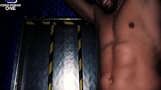 Young brunette joins experienced couple for steamy nightclub group fun