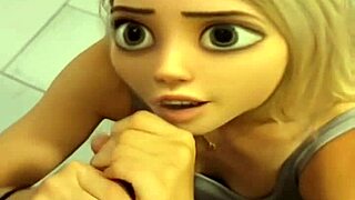 Whoa, real life 18+ teen Elsa from Frozen does Pixar porno with BBC in public bathroom cumshot 😱