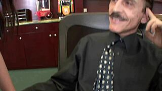 Slutty young brunette SEDUCES older man with her ROUND ass for doggystyle blowjob and cumshot