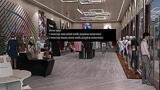 oh man, this office lady sneaks a dildo into the fitting room and starts masturbating publicly in that hentai game