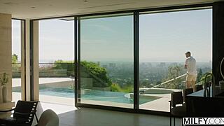 Horny Trophy Wife Piper Press Ditches Husband for Pool Boy's Huge Cock with Deepthroat Handjob Spooning Cowgirl Doggystyle Missionary Blowjob and Cum on Tits