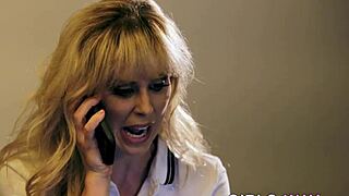 Busty Blonde Babe Licks Brunette Vag In Lesbian Action