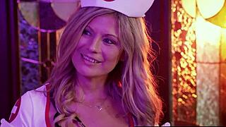 naughty blonde milf nurse ellie tay, examine that monster cock now! she licks pussy and blows with pierced nipples in hospital roleplay.