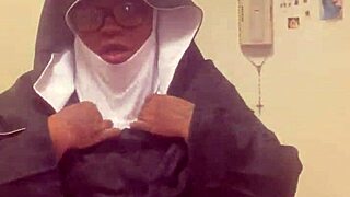 Wow, check out this naughty nun hazelnut getting wild on Halloween!