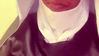 Wow, check out this naughty nun hazelnut getting wild on Halloween!