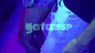 Blonde Brazilian wife flashes pussy, dances, gets fucked doggystyle by two young guys in car after club