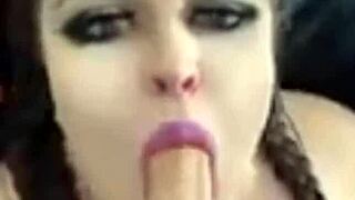 Kandy Kane the chubby housewife gives a deepthroat blowjob in this homemade bbw scene.