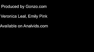 Colombian sluts Veronica Leal and Emily Pink take double anal in wet gangbang