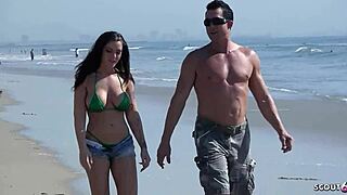 Big natural shaking tits girl Melina Mason picks up whitezilla monster cock at the beach for deepthroat blowjob