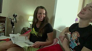 Blonde teen 18+ in stockings suggests deepthroat and anal with monster cock in bedroom.