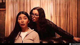 japanese asian vampire sex turns big tits babe rikako into lesbian demon with leana! 😈👻 big tits, scissoring, face sitting vibes
