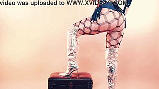 Pussy play in lace lingerie stockings fetish and shiny clothes erotica Arya Grander 😈