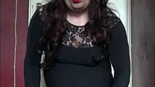 bisexual crossdresser craves you pounding his ass while he strokes his cock, ending in cum swallowing and intense homemade action