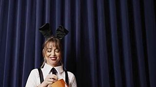 Hey bunny, why don't you show off that hot big ass and perfect tits while posing in your petite uniform?