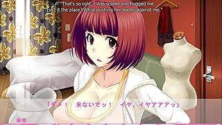 Erotica yuuwaku contrasts mami taking a faceful of dick in hentai blowjob