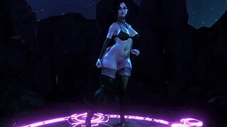 I feel so aroused watching this thick night elf milf with big tits and ass dancing in a magic circle outdoors