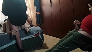 in a wild bedroom scene, my friend and his buddy team up to double penetrate me with dripping wet creampie action in mmf group fun