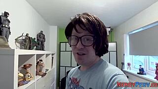 Big tit slut, swallow that nerds dick now!