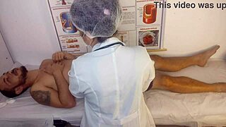 ereção na enfermaria with petite brazilian nurse giving blowjob and pussy licking to patient