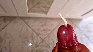 The man told her to spread her legs and touch herself before delivering a huge cumshot after a long handjob on his best friend's wife with enormous cock and loads of sperm for the slut.