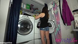 Watch Me Pull Clothes From The Dryer In Super Short Shorts That Barely Cover Anything!
