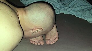 Oh wow, he licked those mature soles and exploded cum all over them!