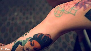 Blonde princess tied up tightly for intense barefoot foot worship with deep licking and choking.