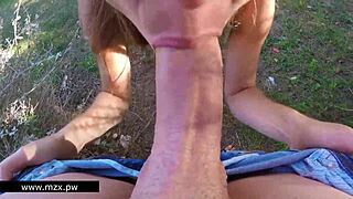 Blonde girlfriend gets caught in public sex with tons of cum everywhere