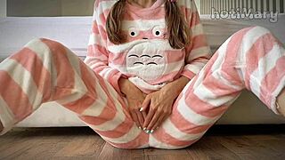 Big Squirt Orgasm from Skinny Schoolgirl with Small Tits Fingering Pussy