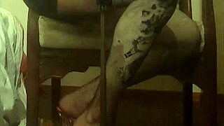 Crossdresser Maria Displays Black Nylon Pantyhose And Sexy High Heels