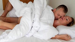 i wake up to romantic morning sex with my blonde bride, spooning her shaved pussy to creampie