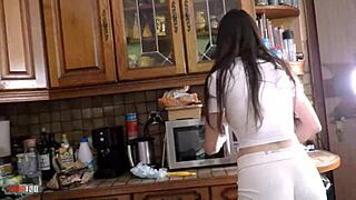 Hot latina Briseida Myers takes rough anal in kitchen! 🍑🔥