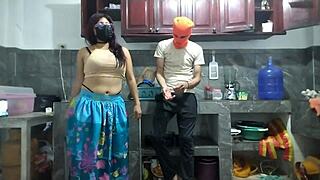 Oh wow, watch this 25-year-old man with a BIG PENIS go from flaccid to erect masturbating in the kitchen!