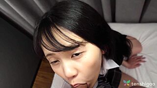 Japanese black-haired babe Mei Hotta enjoyed wild sex with her boyfriend, fingering and riding in cosplay.