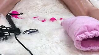 i gave her an amazing body oil massage then fucked her pussy and asshole with glass dildo hard