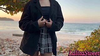 Gorgeous Young Latina Babe Teases With Wet Tight Pussy On Beach In Amateur Pov