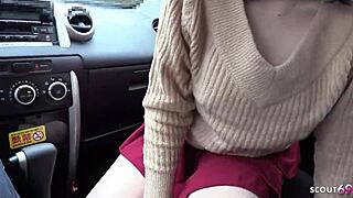 Oh man i pickup this japanese teen for first time suck in car by old guy at uncensored jav porn with her small waist and saggy tits