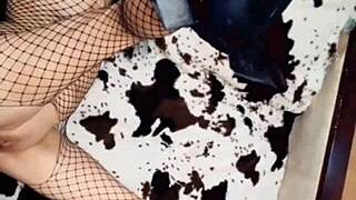 Slender mature woman enjoys time with her friends in stockings