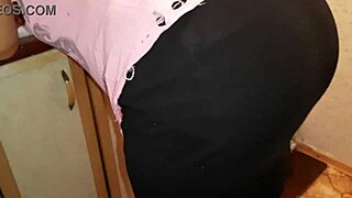 i secretly and riskily masturbate next to this hot milf in the kitchen... oh god