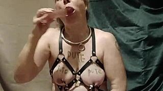 in 2025 that french maid slave gets bound in harness with handcuffs for dirty talk masturbation outdoors