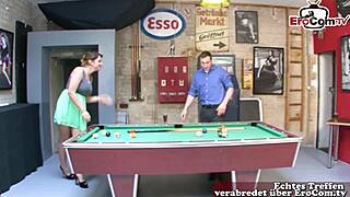 chubby german slut with big tits gets fucked on billard table