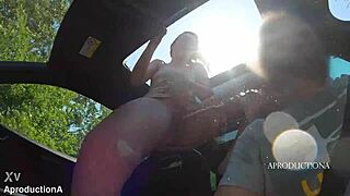 Desperate panty wetting with golden shower mouth piss flooding my new car